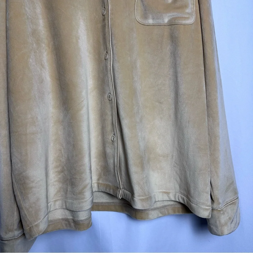 SKIMS Velour Long Sleeve Sleep Shirt Honey Medium NWT Soft Lounge Pajama Top - Picture 6 of 13